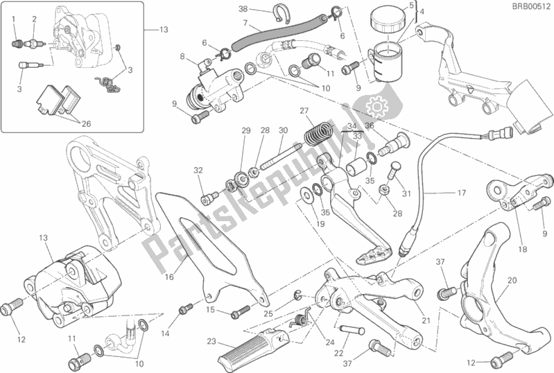 All parts for the Rear Brake System of the Ducati Superbike 959 Panigale ABS 2019